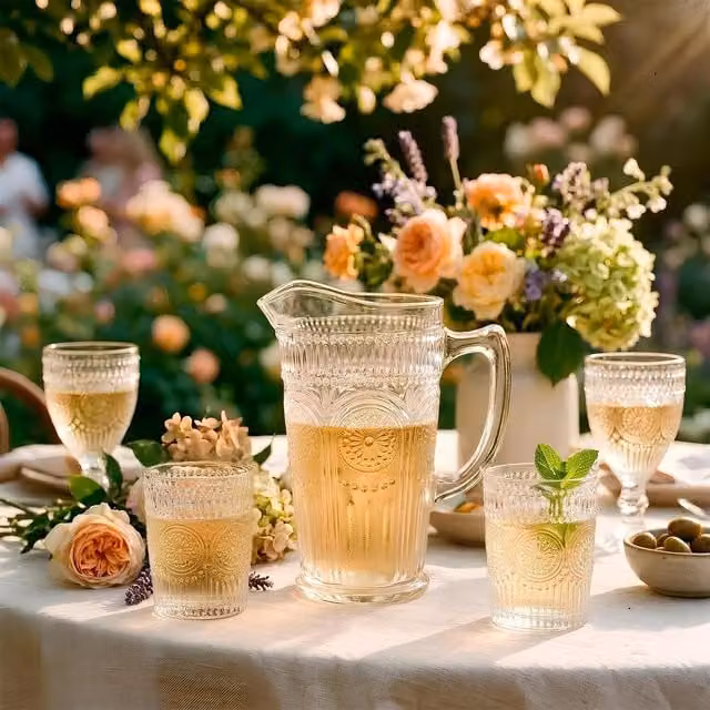 Argon Tableware Amore Ribbed Glass Water Jug, 1.3 l, Clear
