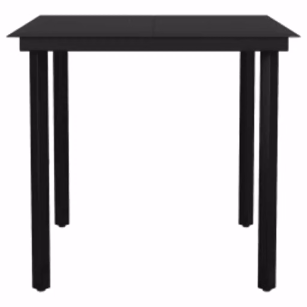 Berkfield Home 5 Piece Black Poly Rattan Garden Dining Set with Glass Tabletop – 1