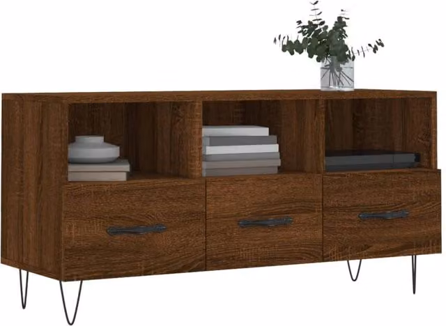 Berkfield Home TV Cabinet in Brown Oak, W/D/H: 102 x 36 x 50 cm – 1