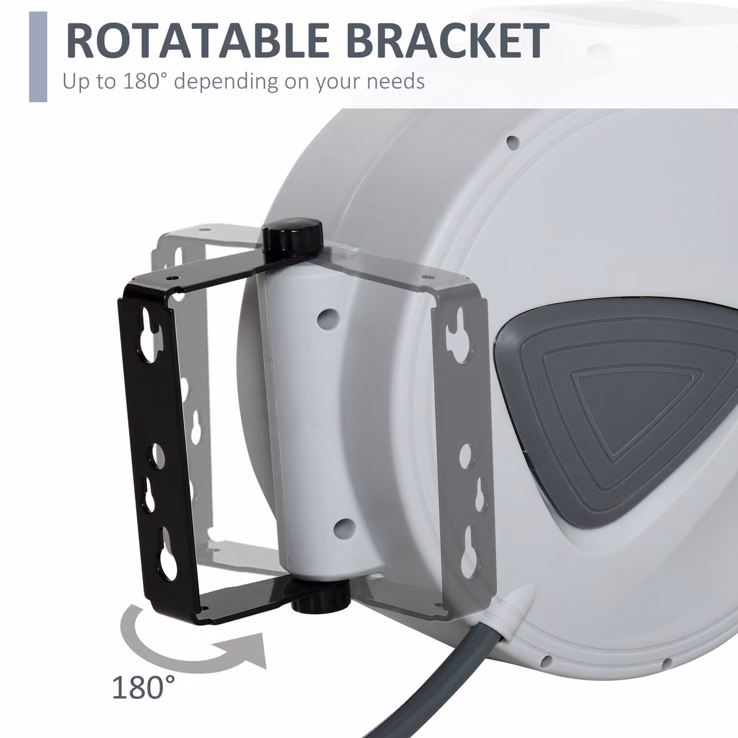 DURHAND Wall Mounted Retractable Air Hose Reel with 10m Hose and 90cm Extension, 3/8 inch 9.5mm Diameter Hose and 1/4 inch BSP Connector – 4