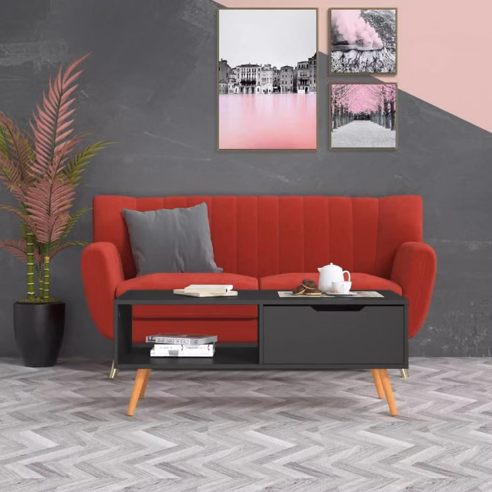 Berkfield Home Grey Mid Century Coffee Table, W: 100 cm, D: 49.5 cm, H: 43 cm – 2