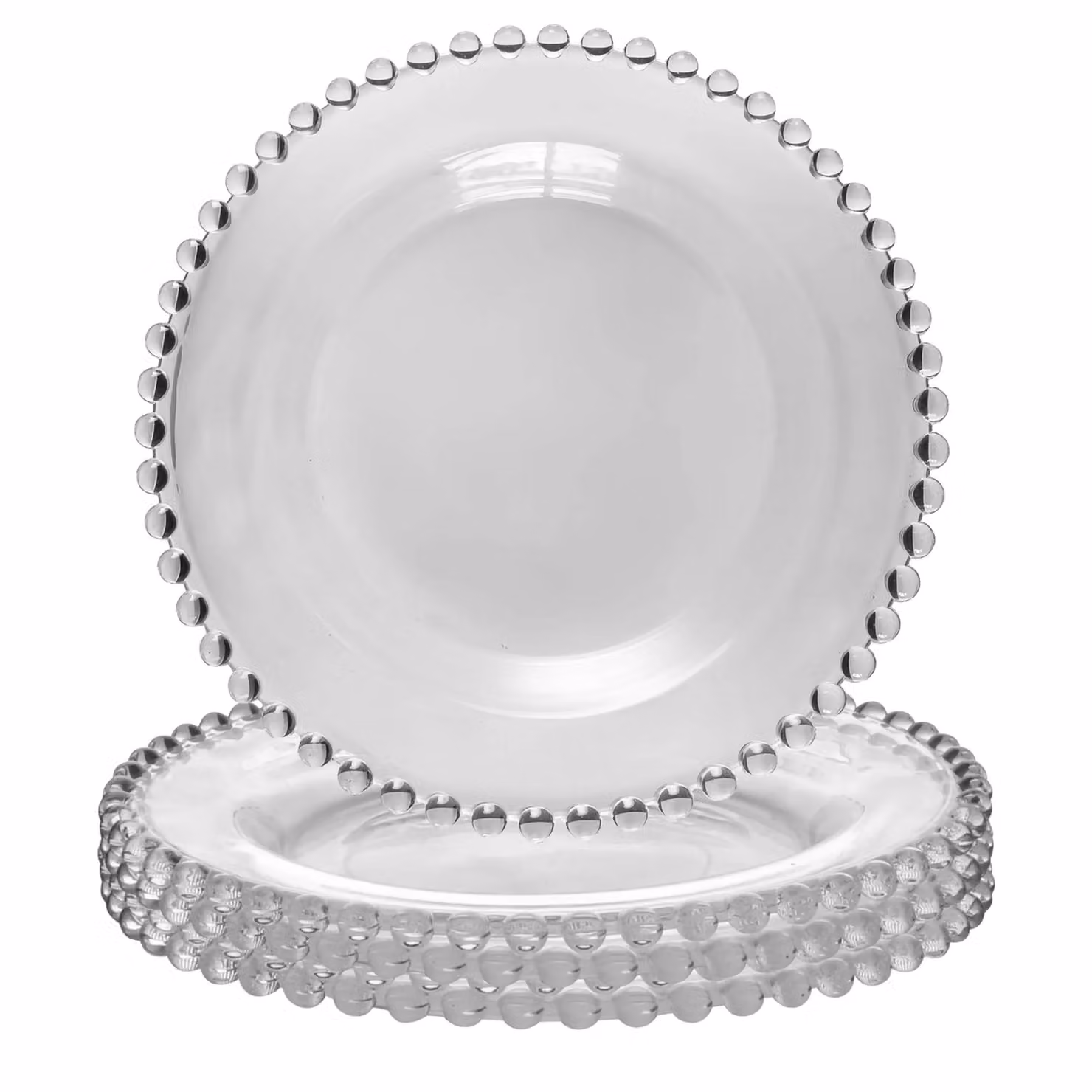 Dibor Bella Perle Set of 4 Clear Glass Dessert and Side Plates, Diameter: 20 cm – 2