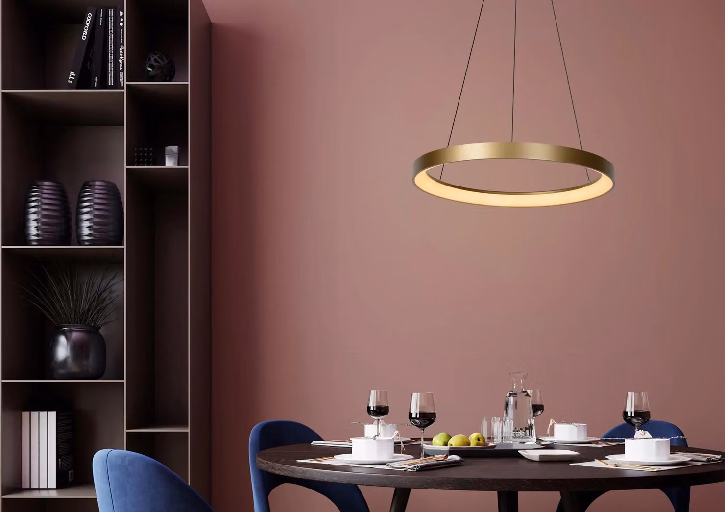Lucide VIDAL Modern LED Ring Pendant Light in Gold/Brass, Dimmable and Height Adjustable – 2