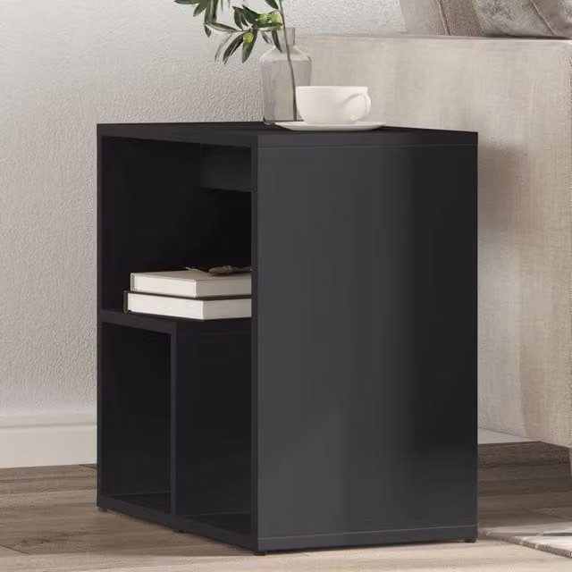 Berkfield Home Set of 2 Black Modern Side Tables in Engineered Wood, W/D/H: 50 x 30 x 50 cm