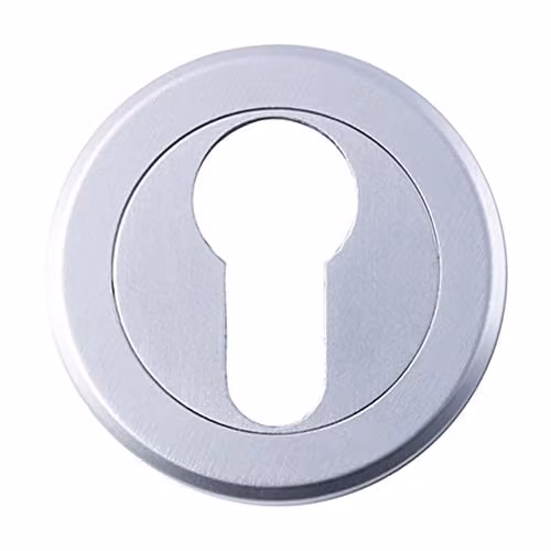 Loops 50mm Euro Profile Round Escutcheon with Bevelled Edge and Concealed Fix in Satin Chrome