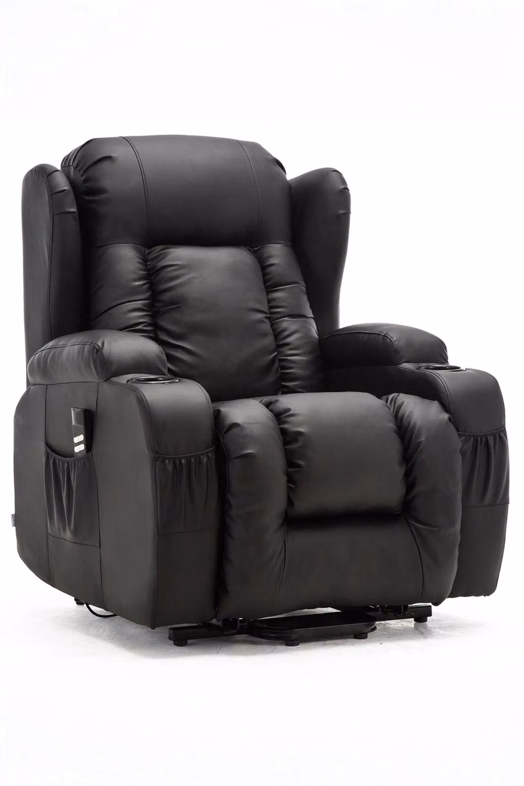More4Homes Caesar Dual Motor Rise Recliner Bonded Leather Mobility Armchair with Heat and Massage in Black, W/D/H: 95 x 98 x 105 cm – 2