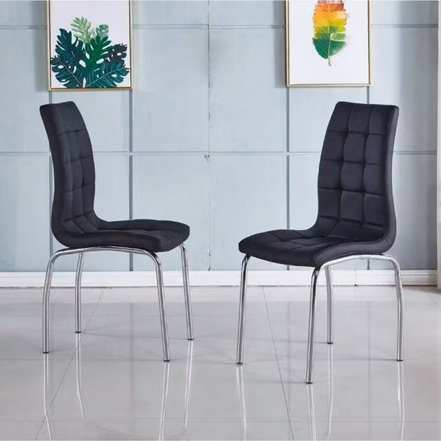Modernique Set of 4 Monocco Faux Leather Dining Chairs in Black