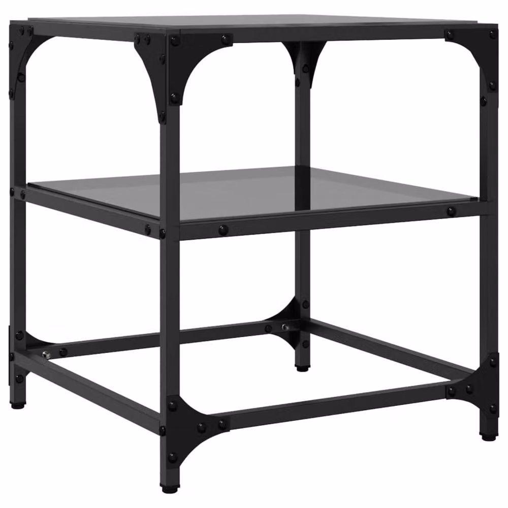 Berkfield Home Set of 2 Decorative Square Coffee Tables with Black Glass Tops and Steel Legs, W/D/H: 40 x 40 x 45 cm – 6