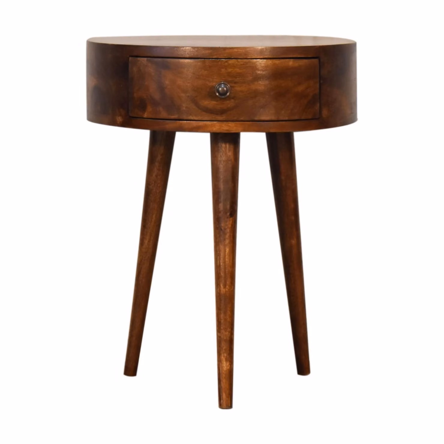 Aosom UK Solid Mango Wood Semi-Circular Bedside Table with Drawer and Nordic Legs, Brown, W/D/H: 40 x 32 x 52 cm – 2
