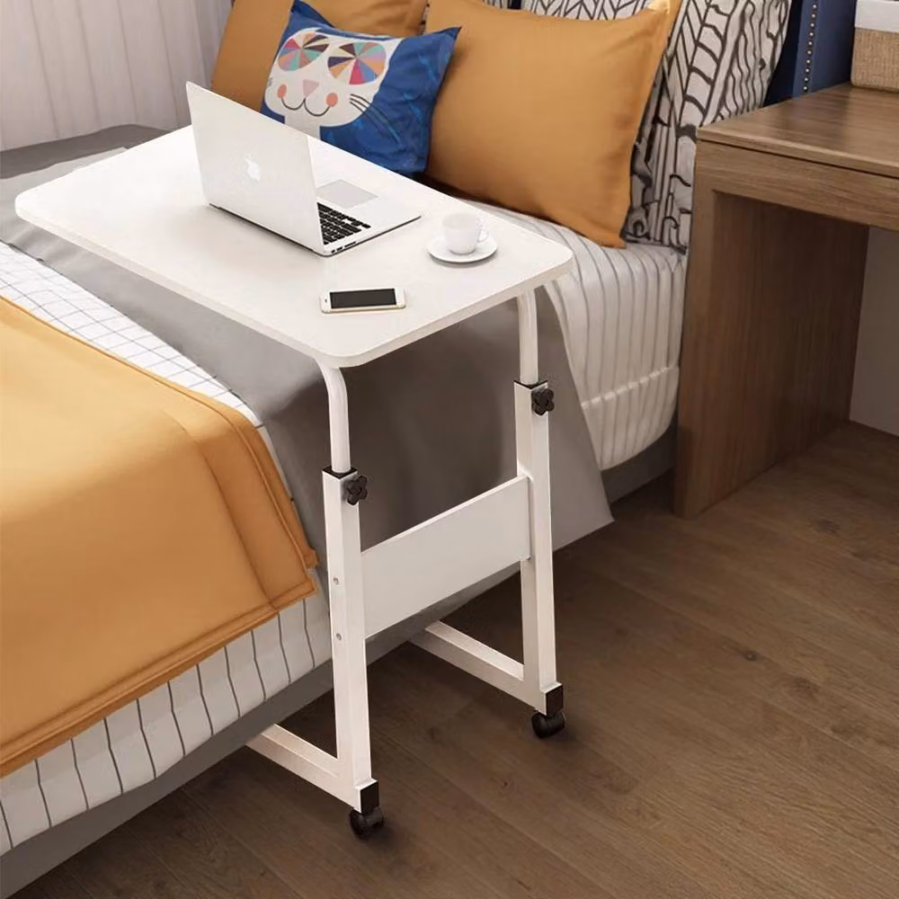 EONLION Height Adjustable Mobile Overbed Laptop Desk Stand in White – 4