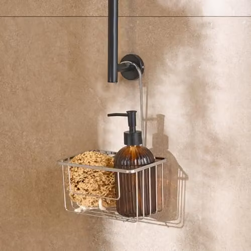 OHS Silver Metal Hanging Shower Caddy Organiser with Rustproof Hooks – 1