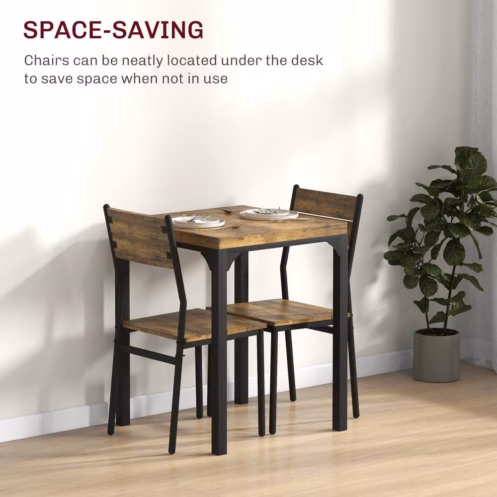 STILVORA Modern Dining Set with Square Table and 3 Chairs in Brown and Black – 4