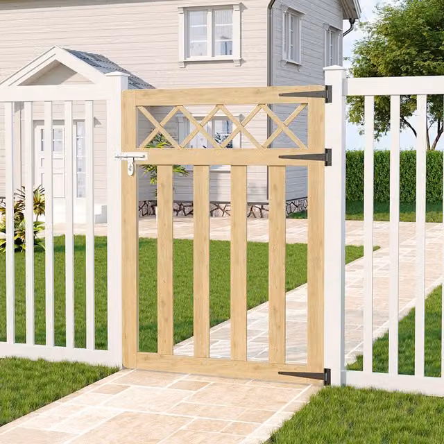 Darphe Wooden Garden Gate with Top Trellis in Yellow, W: 90 cm, H: 120 cm