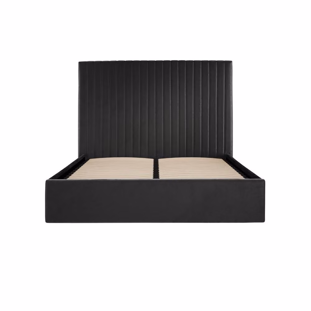 Lemon Pavilion Furniture Berlin Tall Ottoman Double Bed Frame in Black Velvet – 2