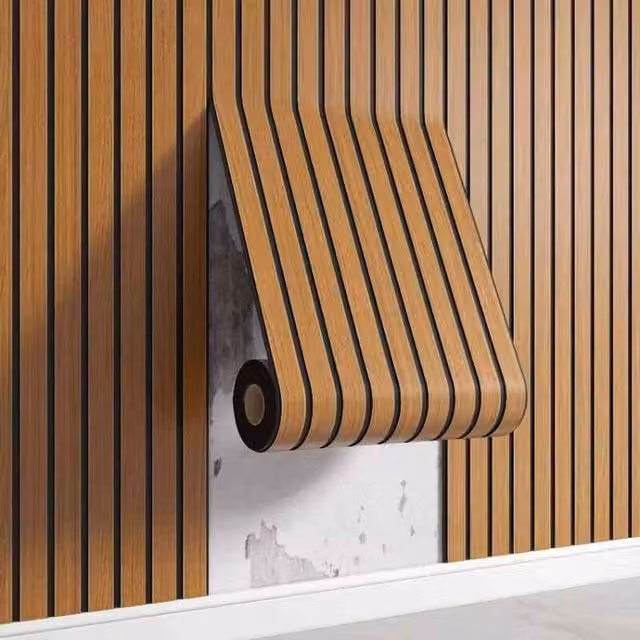 Brown Striped Modern Waterproof Self Adhesive Wall Sticker with 3M Adhesive
