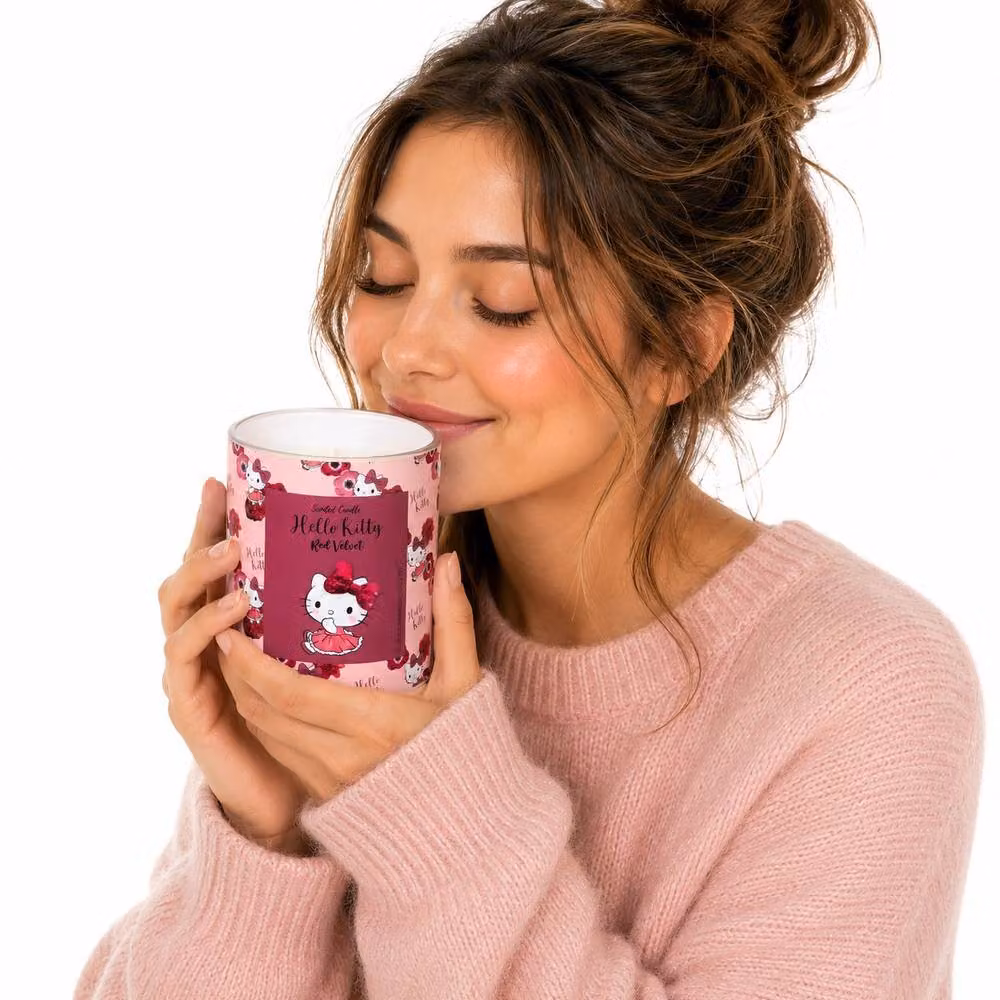 Hello Kitty Red Velvet Scented Candle, Pink and Red, 213g – 2
