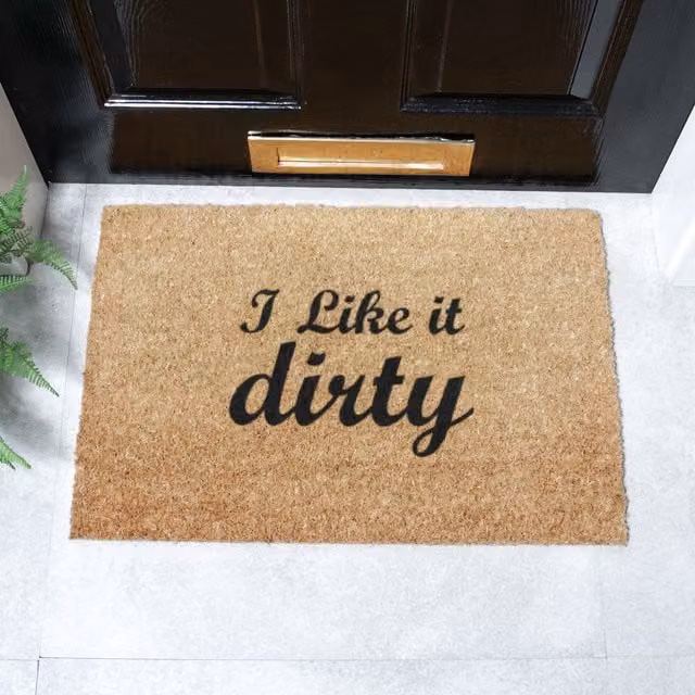 Artsy Mats I Like It Dirty Brown Coir and Natural Rubber Non-Slip Weatherproof Rectangular Doormat