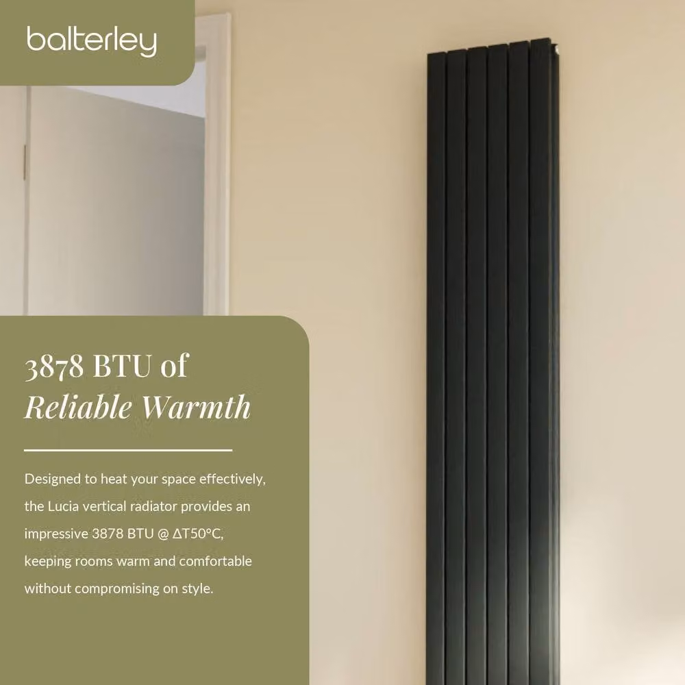 Balterley Lucia Square Vertical Double Panel Radiator, Grey Anthracite, H 180.0 cm x W 35.4 cm – 3