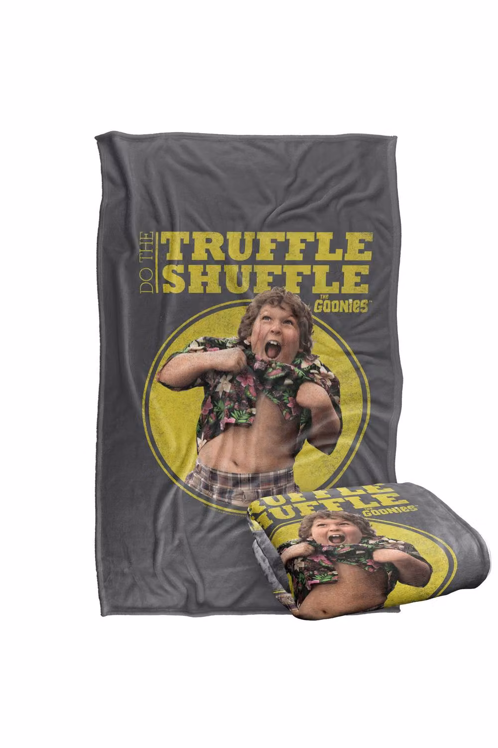 Warner Bros. The Goonies Chunk Truffle Shuffle Super Soft Fluffy Polyester Throw Blanket in Grey and Multicolour, Large – 2