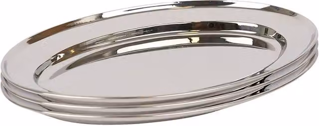 Argon Tableware Silver Stainless Steel Oval Serving Platters, Pack of 3, W: 30 cm, D: 20.5 cm – 5