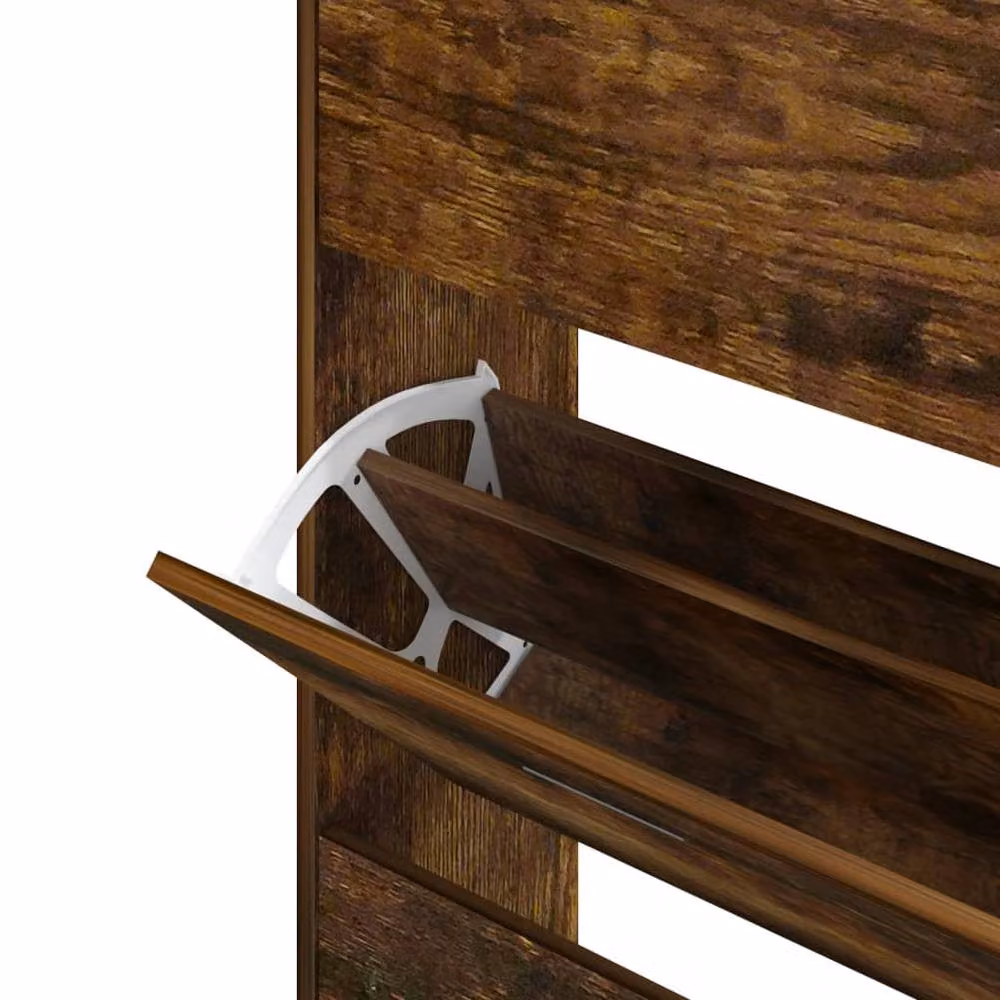 Berkfield Home Smoked Oak Shoe Cabinet in Brown, W/D/H: 63 x 24 x 147 cm – 4