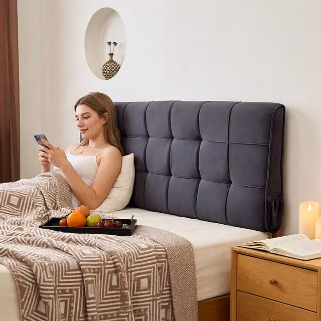 Lifeideas Bed Backrest Cushion with Removable Cover in Grey