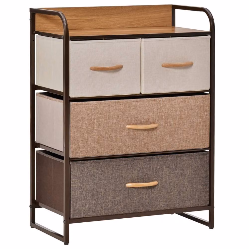 STILVORA 4 Drawer Chest of Drawers with Metal Frame and Natural Wood-Effect Top – 3