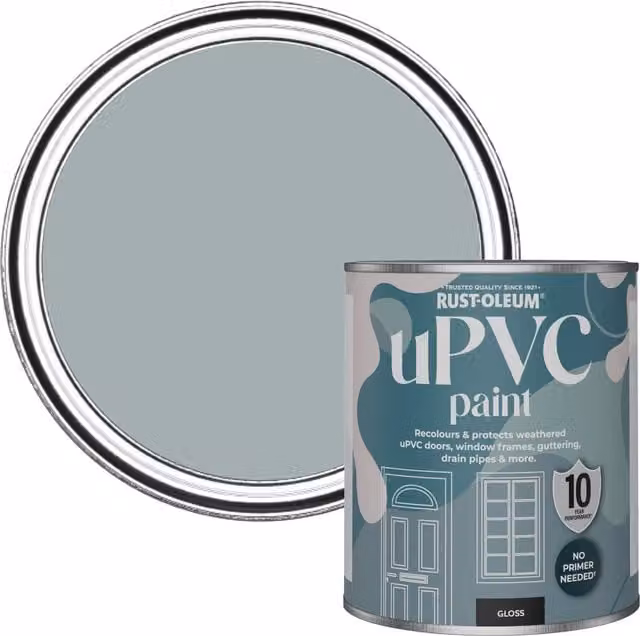 Rust-Oleum UPVC Gloss Paint in Mineral Grey, 0.75 l