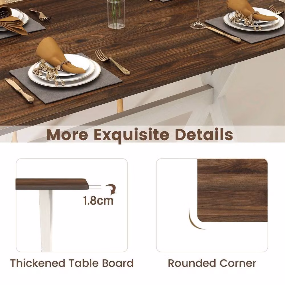 EONLION Modern Rectangular Rubberwood Dining Table in Brown, W/D/H: 100 x 71 x 76.5 cm – 4