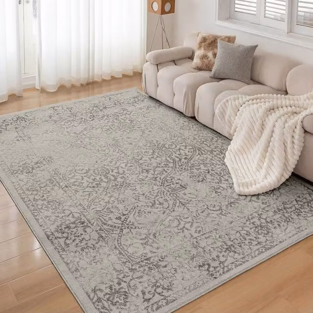 Livabliss Floransa Vintage Boho Rug in Tan, Ivory and Grey, W: 200 cm, D: 275 cm