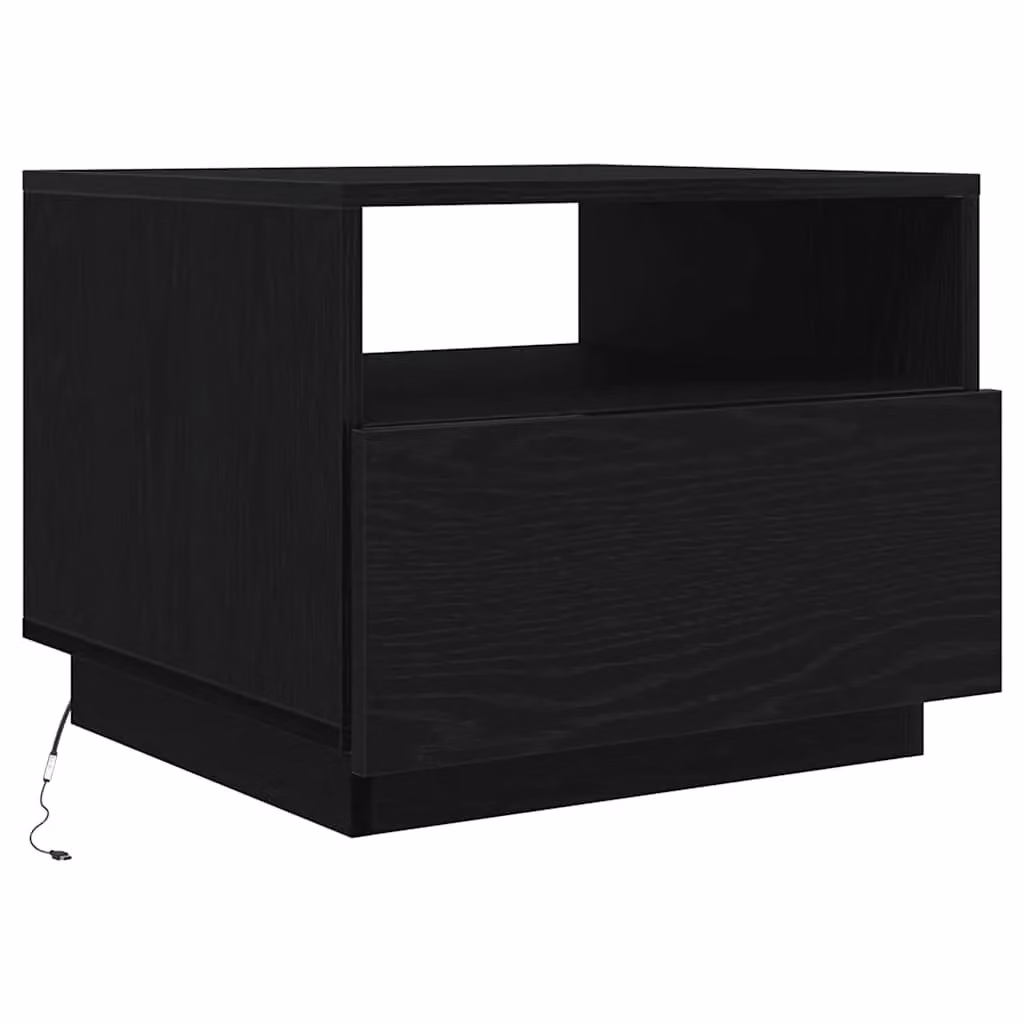 Berkfield Home Modern Black Oak Coffee Table with LED Lights W: 50 cm, D: 49 cm, H: 40 cm – 2