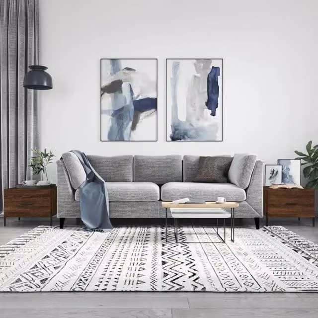 Berkfield Home Set of 2 Modern Square Coffee Tables in Brown Oak, W/D/H: 50 x 50 x 40 cm