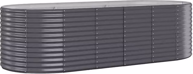 Berkfield Home Garden Powder-coated Steel Raised Bed in Anthracite Grey, W/D/H: 249 x 100 x 68 cm