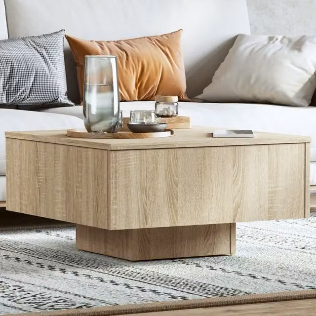 Berkfield Home Sonoma Oak Coffee Table in Brown, W/D/H: 60 x 60 x 31.5 cm – 1