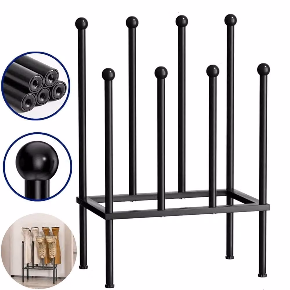 Havendro Metal Welly Boot Stand Rack for 4 Pairs, Black – 3