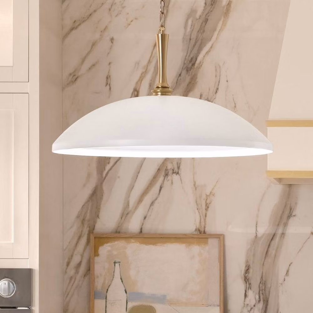 Kichler Delarosa Dome Pendant Light in White and Champagne Bronze with E27 Bulb Holder – 3