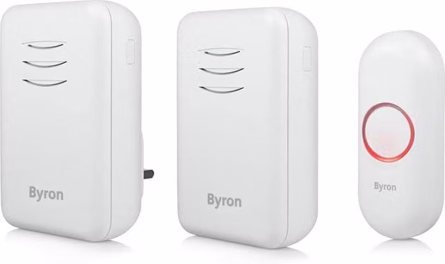 Byron DBY-22314UK Wireless Doorbell Set, Twin Pack, Battery Operated, White