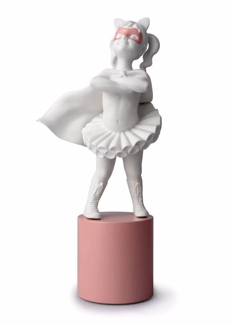 Lladró I am a Superheroine Girl Porcelain Figurine in White