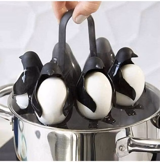 KDMD Penguin Egg Cooker Holder for 6 Soft or Hard Boiled Eggs, Black