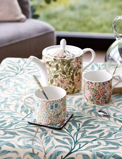 Morris & Co. Floral Patterned Porcelain Teapot and Mug Set, Multicolour