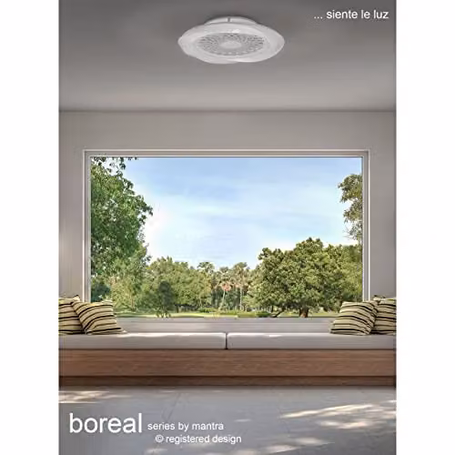 Mantra Iluminación Boreal Dimmable LED Ceiling Light and Fan with Remote Control, Silver, Diameter: 62 cm – 3