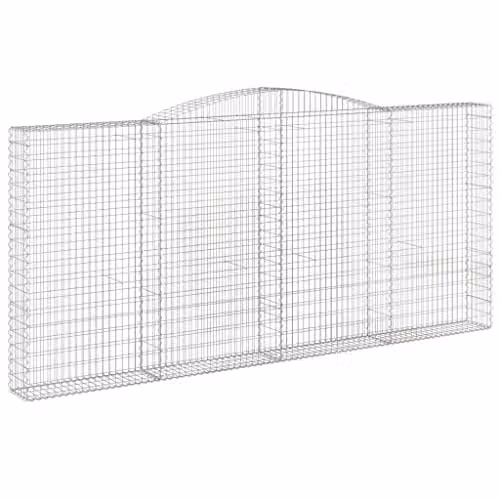 vidaXL Set of 6 Arched Gabion Baskets in Silver Galvanised Steel, W: 400 cm, D: 30 cm, H: 180-200 cm