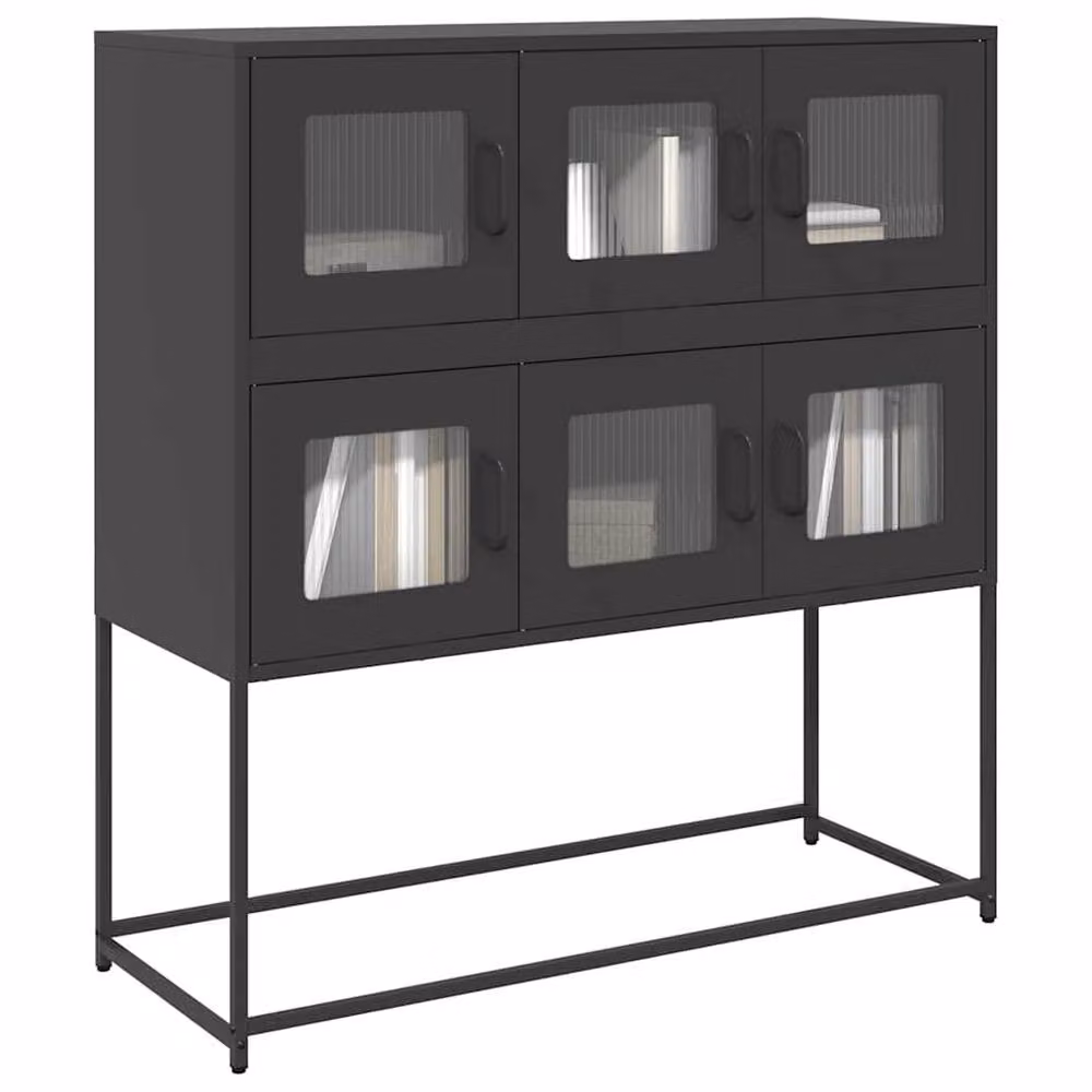 Berkfield Home Black Matt Metal Sideboard W/D/H: 100.5 x 39 x 107 cm – 2