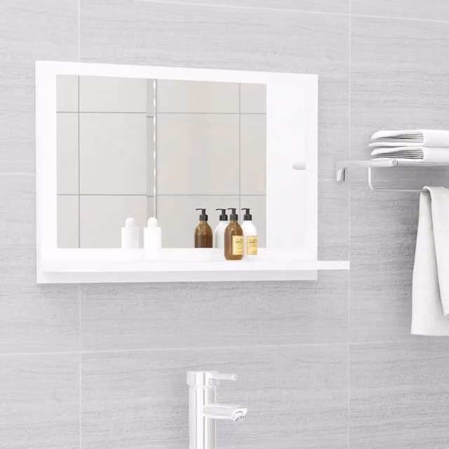 Berkfield Home Modern Rectangular Wall Bathroom Mirror in White, W/D/H: 60 x 10.5 x 37 cm