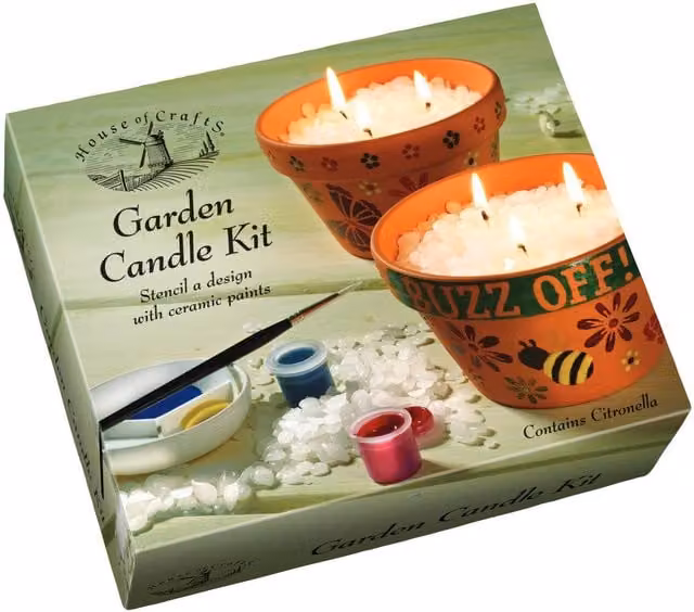 House of Crafts Garden Candle Kit with Multicolour Ceramic and Terracotta Tabletop Elements