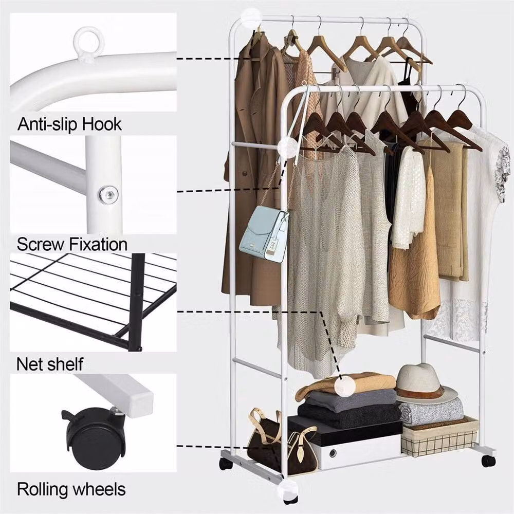 Kelvenix Heavy Duty Metal Garment Rack in White, W/D/H: 155 x 80.5 x 51 cm – 3