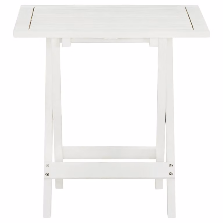Berkfield Home Bistro Table in White and Brown Solid Acacia Wood, W/D/H: 46 x 46 x 47 cm