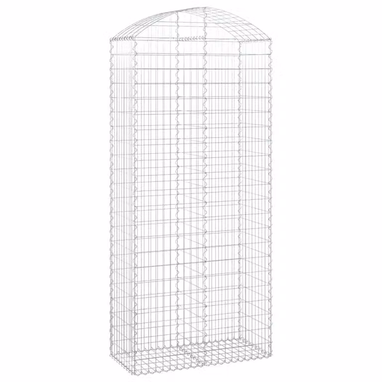 Berkfield Home Arched Gabion Basket in Silver Galvanised Steel, W: 100 cm, D: 50 cm, H: 220-240 cm