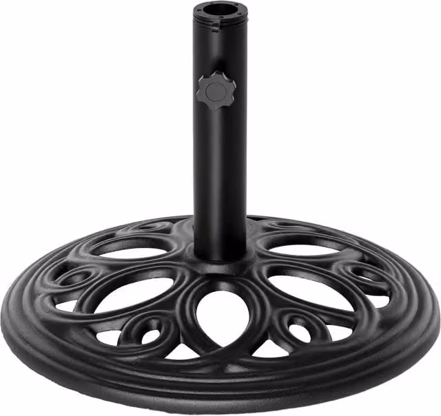 Outsunny Black Metal Round Freestanding Parasol Umbrella Base Stand