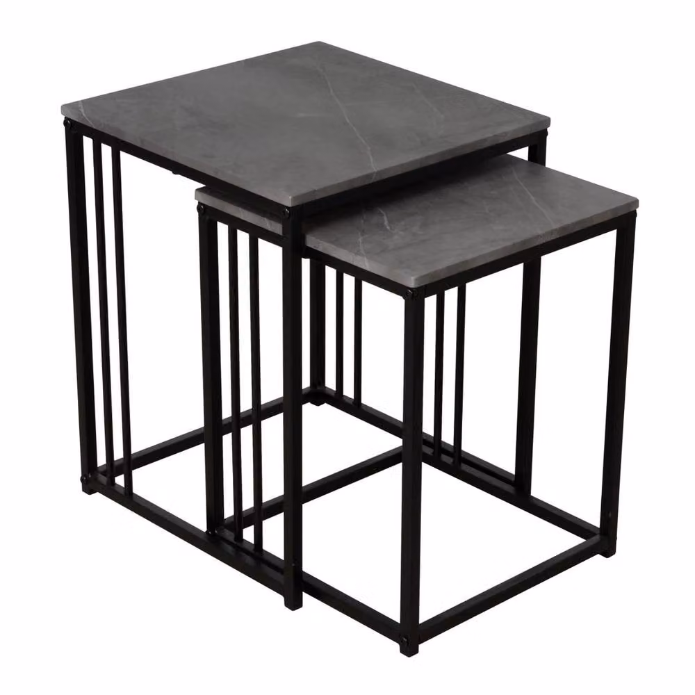 Havendro Square Nest of Tables with Grey MDF Tops and Black Metal Frame – 2